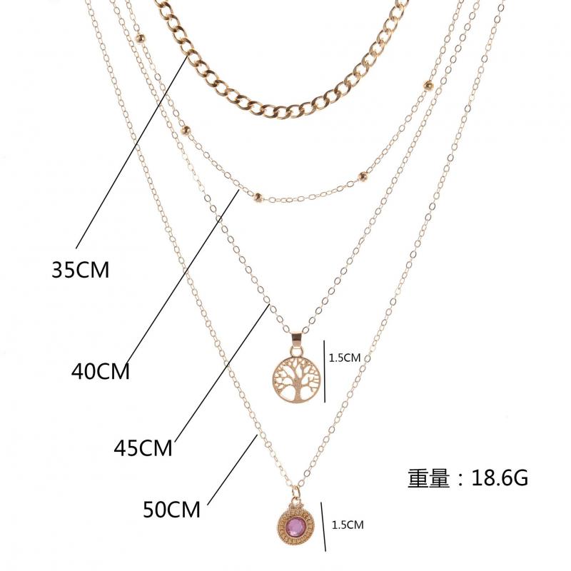 Popular Girl Fashion Necklace New Fashion Wild Retro Tree Of Life Crystal Pendant Multilayer Necklace Women Wholesale Bohemio - Shop Cute Buys