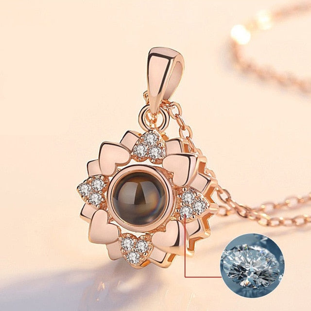 Lover Necklaces I love You in 100 Language Rose gold Pendant - Shop Cute Buys