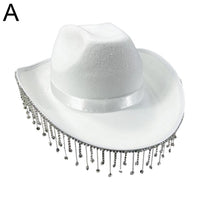 Pink Cowgirl Hat With Rhinestone Fringe Design