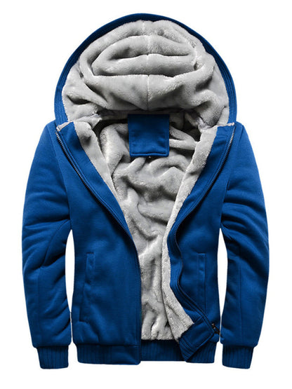 Men’s Combo Color Faux Fur Lined Zip Up Hoodie