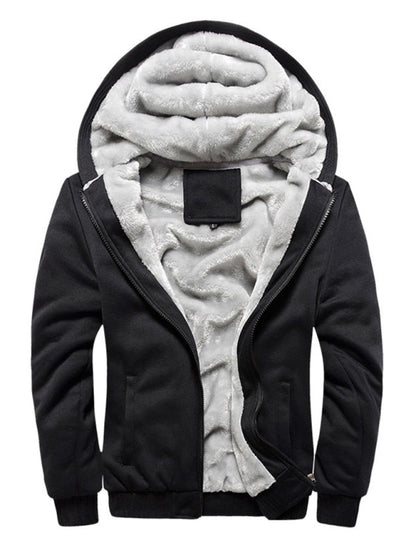 Men’s Combo Color Faux Fur Lined Zip Up Hoodie