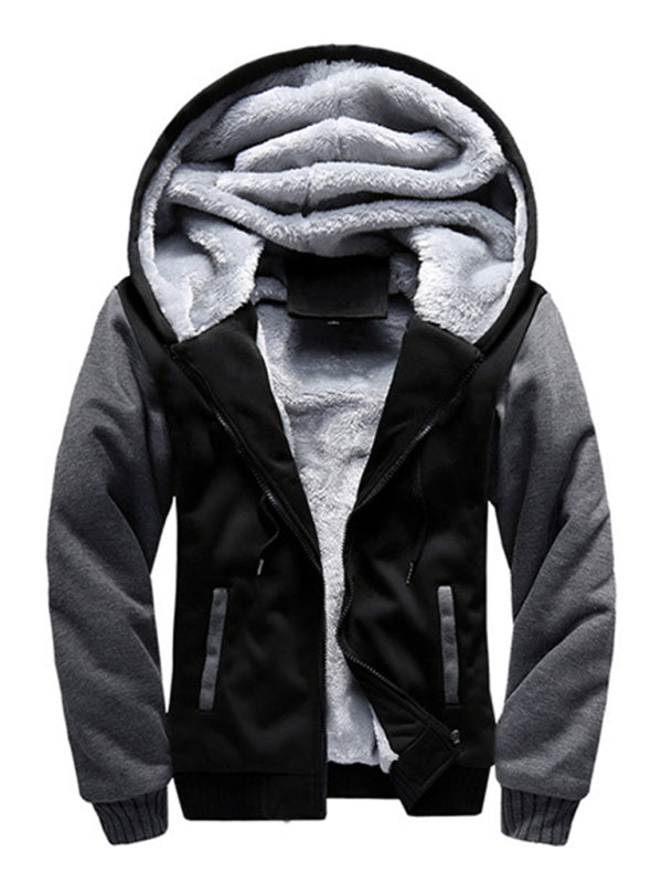 Men’s Combo Color Faux Fur Lined Zip Up Hoodie