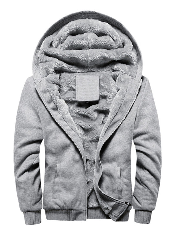 Men’s Combo Color Faux Fur Lined Zip Up Hoodie