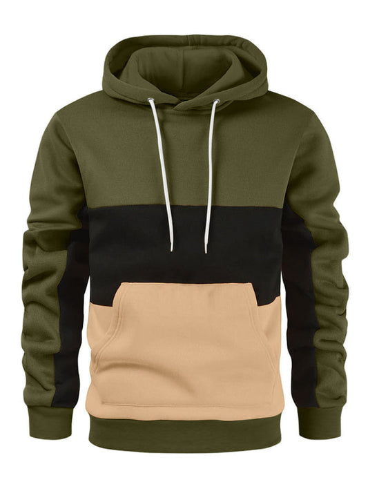 Sudadera con capucha de felpa bicolor para hombre 