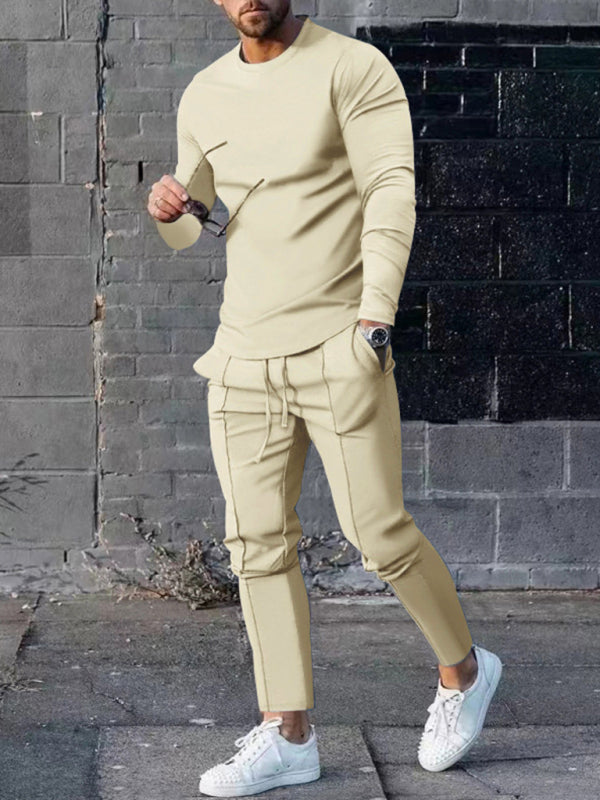 Men's Two-piece Set Round Neck Long Sleeve T-Shirt Trousers Casual Sports Suit