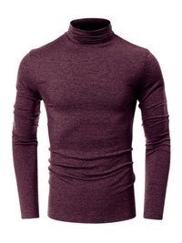 Men's long-sleeved solid color turtleneck bottoming T-shirt top