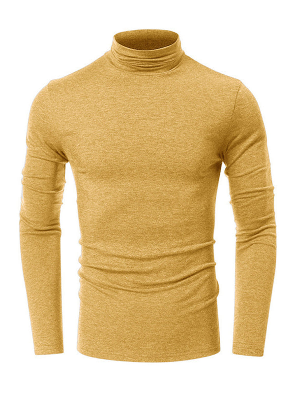 Men's long-sleeved solid color turtleneck bottoming T-shirt top