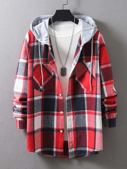 Men's Plaid Hooded Flannel Jacket