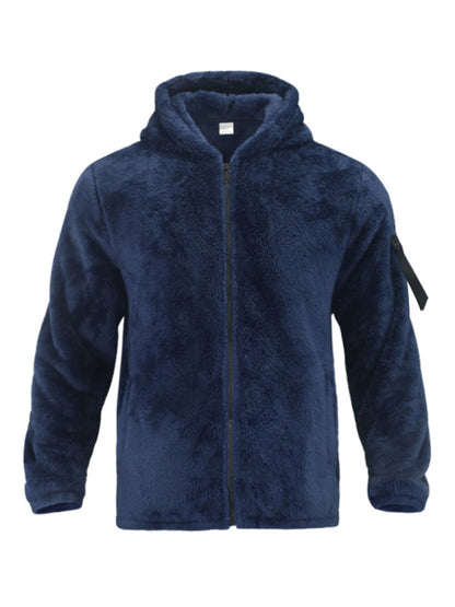 Men's warm jacket, loose hooded casual jacket