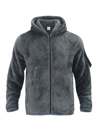 Men's warm jacket, loose hooded casual jacket