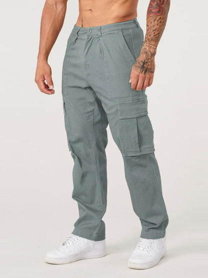 Men's spliced solid color casual sports loose overalls