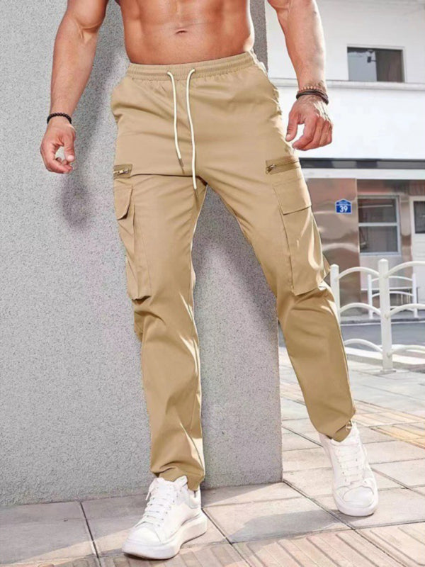 Men's new fashionable casual sports zipper decorative overalls