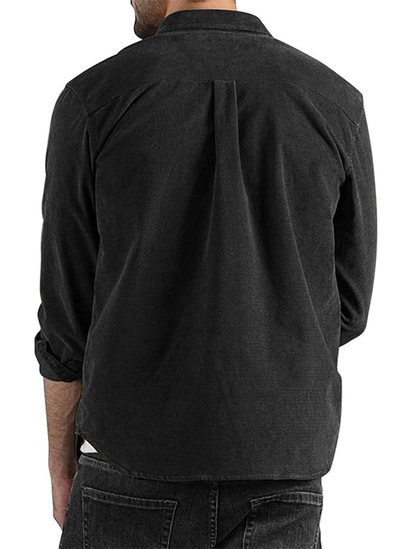 Long-sleeved shirt corduroy lapel button loose casual