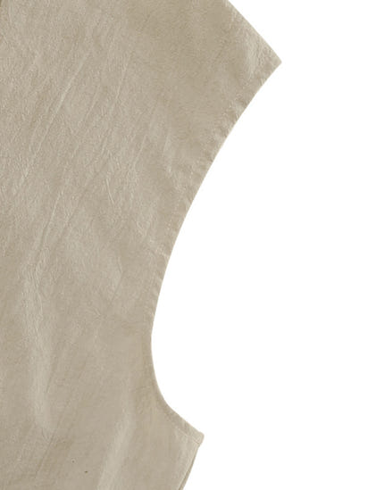 Men's Casual Sleeveless Waistcoat Shirt Linen Hooded Solid Color Breathable Loose Top