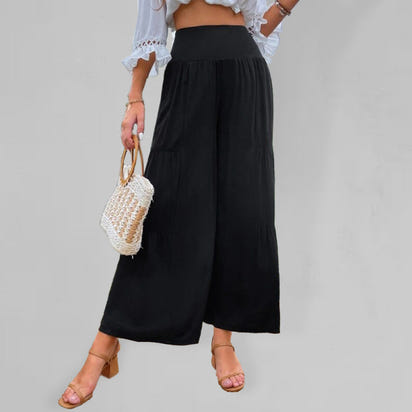 Women’s Solid Color Tiered Wide Leg Soft Blend Pants