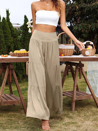 Women’s Solid Color Tiered Wide Leg Soft Blend Pants