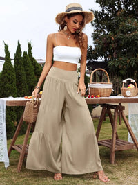 Women’s Solid Color Tiered Wide Leg Soft Blend Pants
