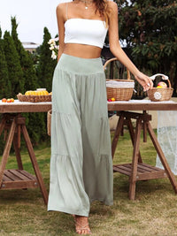 Women’s Solid Color Tiered Wide Leg Soft Blend Pants