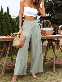 Women’s Solid Color Tiered Wide Leg Soft Blend Pants