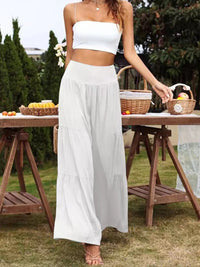 Women’s Solid Color Tiered Wide Leg Soft Blend Pants