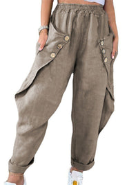 Women’s Solid Color Soft Blend Bat Buttons Packet Cargo Pants