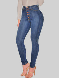 Women's Button Blouse High Waist Ankle Skinny Jeans