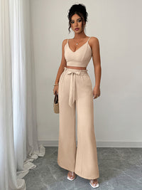 Suspender vest wide-leg pants two-piece set