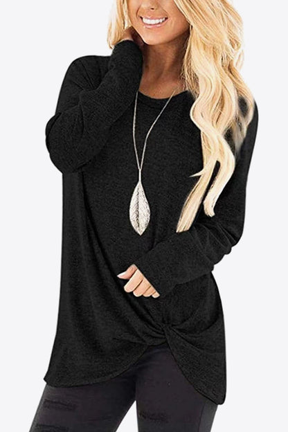 Heathered Twisted Hem Tunic Top - Shop Cute Buys