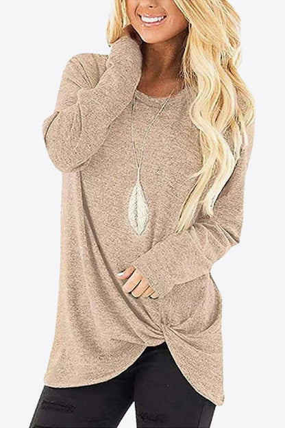 Heathered Twisted Hem Tunic Top - Shop Cute Buys