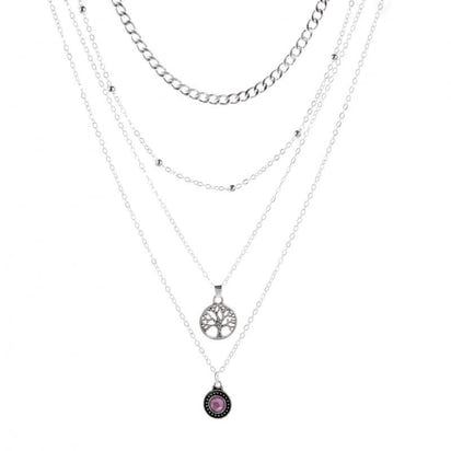 Popular Girl Fashion Necklace New Fashion Wild Retro Tree Of Life Crystal Pendant Multilayer Necklace Women Wholesale Bohemio - Shop Cute Buys