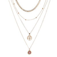 Popular Girl Fashion Necklace New Fashion Wild Retro Tree Of Life Crystal Pendant Multilayer Necklace Women Wholesale Bohemio - Shop Cute Buys