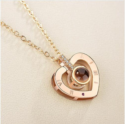 Lover Necklaces I love You in 100 Language Rose gold Pendant - Shop Cute Buys