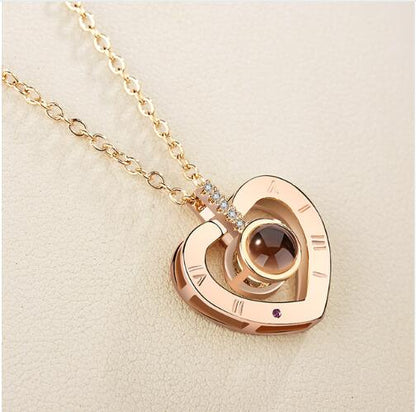 Lover Necklaces I love You in 100 Language Rose gold Pendant - Shop Cute Buys