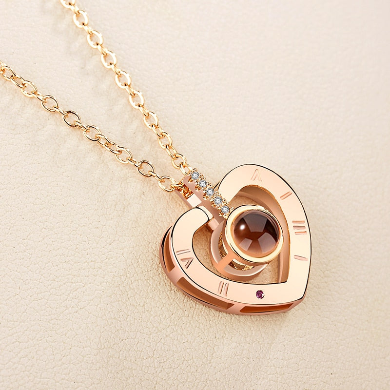 Lover Necklaces I love You in 100 Language Rose gold Pendant - Shop Cute Buys