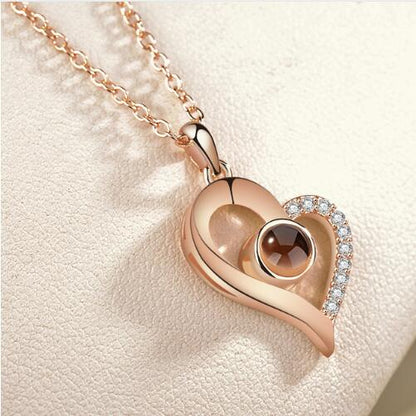 Lover Necklaces I love You in 100 Language Rose gold Pendant - Shop Cute Buys