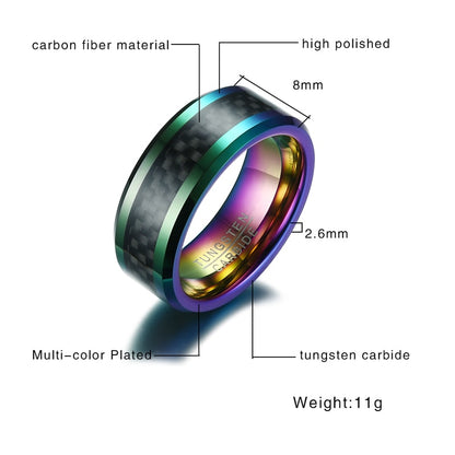 Vnox Tungsten Men Ring with Carbon Fiber 8mm Male Engagement Party Finger Ring Wedding Bands US Size 8 9 10 11 12 - Shop Cute Buys