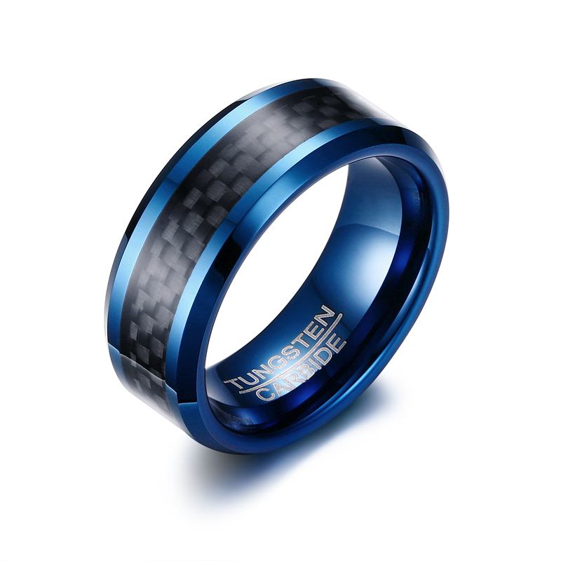 Vnox Tungsten Men Ring with Carbon Fiber 8mm Male Engagement Party Finger Ring Wedding Bands US Size 8 9 10 11 12 - Shop Cute Buys