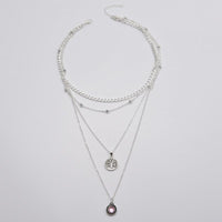 Popular Girl Fashion Necklace New Fashion Wild Retro Tree Of Life Crystal Pendant Multilayer Necklace Women Wholesale Bohemio - Shop Cute Buys