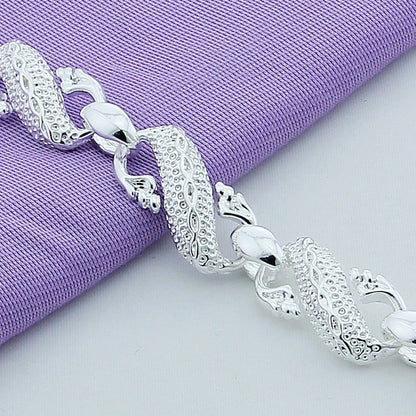 925 Sterling Silver Color Bracelets  White Chinese Dragon Chain Bracelets For Men Fashion Jewelry Pulseira Male - Shop Cute Buys