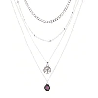 Popular Girl Fashion Necklace New Fashion Wild Retro Tree Of Life Crystal Pendant Multilayer Necklace Women Wholesale Bohemio - Shop Cute Buys