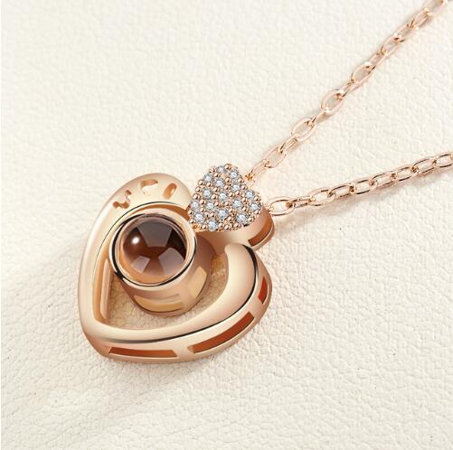 Lover Necklaces I love You in 100 Language Rose gold Pendant - Shop Cute Buys