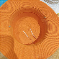 Macaron color straw hat sun hat flat top Korean fashion color chain with top hat acrylic beach hat candy color sun hat - Shop Cute Buys