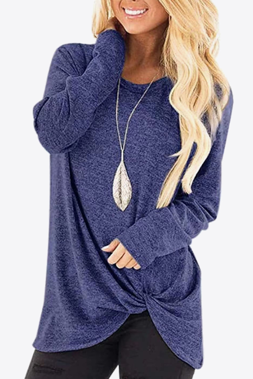 Heathered Twisted Hem Tunic Top - Shop Cute Buys