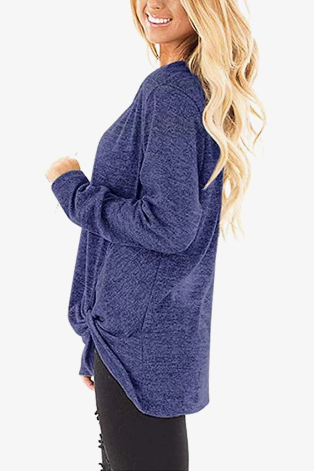 Heathered Twisted Hem Tunic Top - Shop Cute Buys