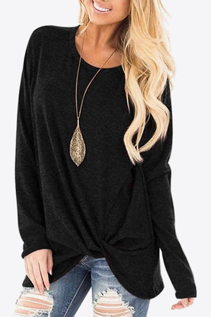 Heathered Twisted Hem Tunic Top - Shop Cute Buys