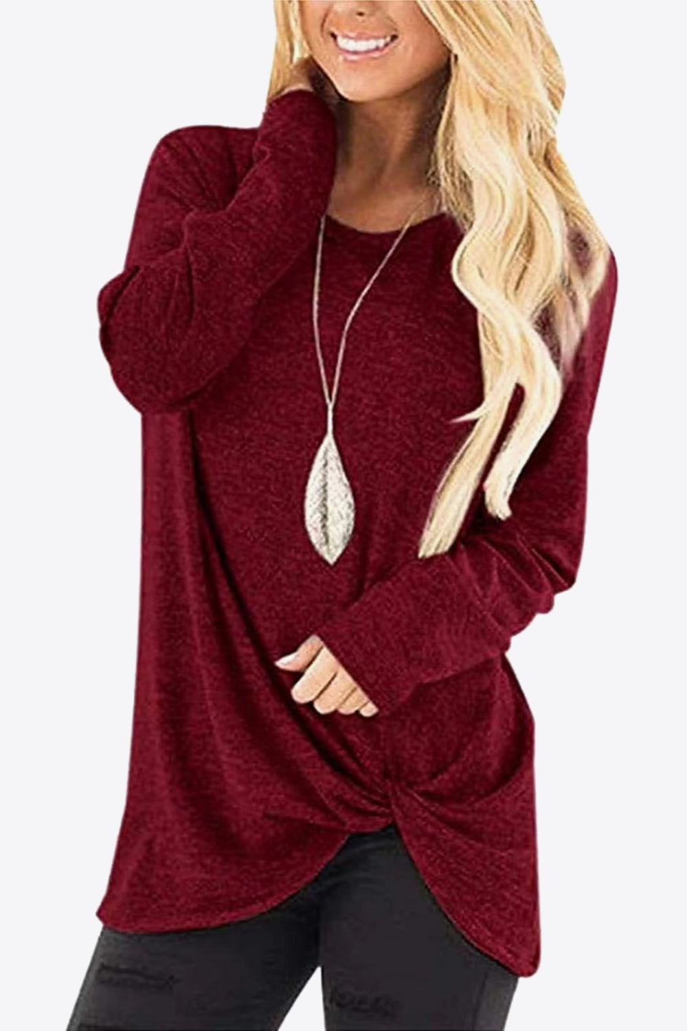 Heathered Twisted Hem Tunic Top - Shop Cute Buys