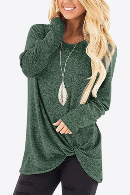 Heathered Twisted Hem Tunic Top - Shop Cute Buys