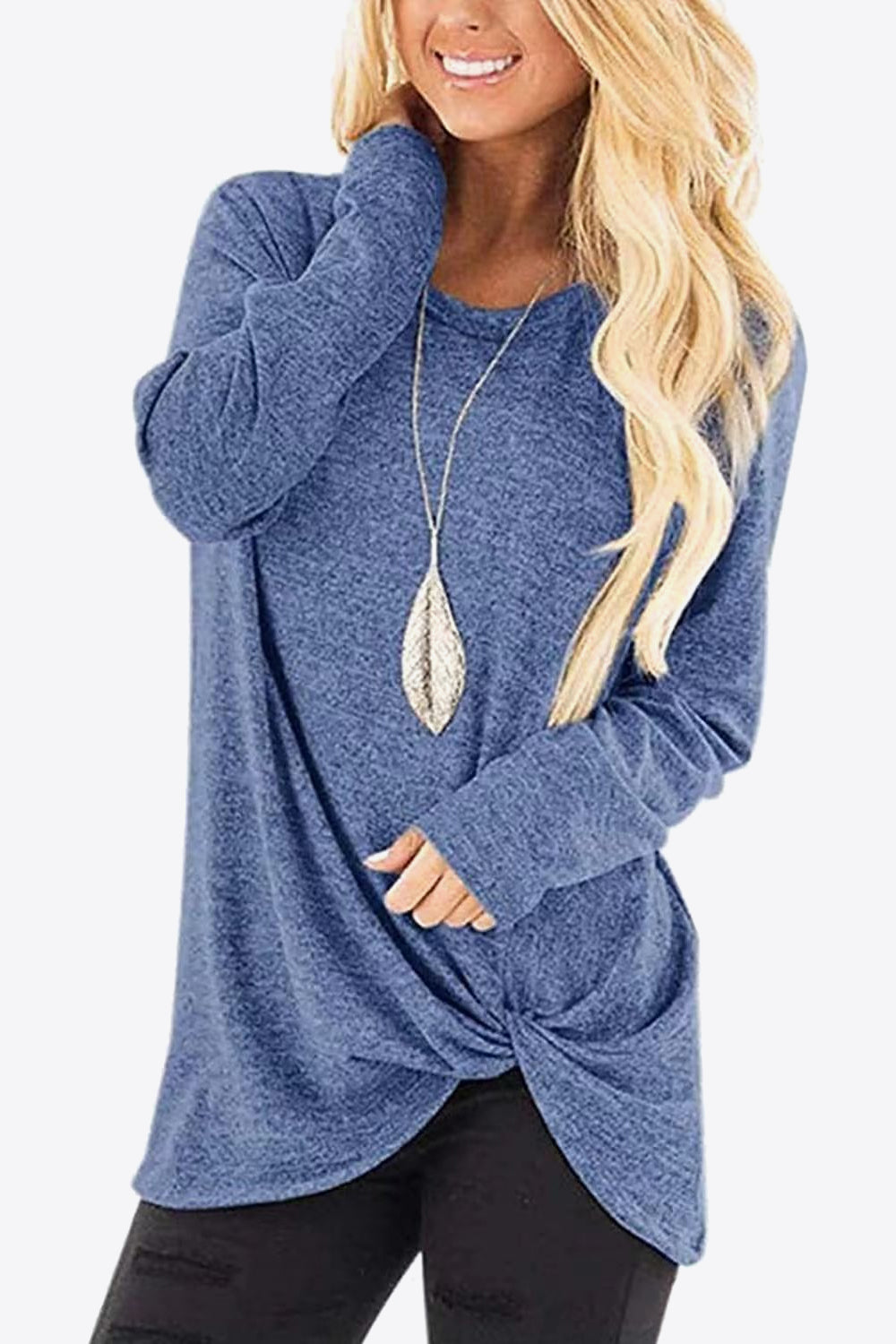 Heathered Twisted Hem Tunic Top - Shop Cute Buys